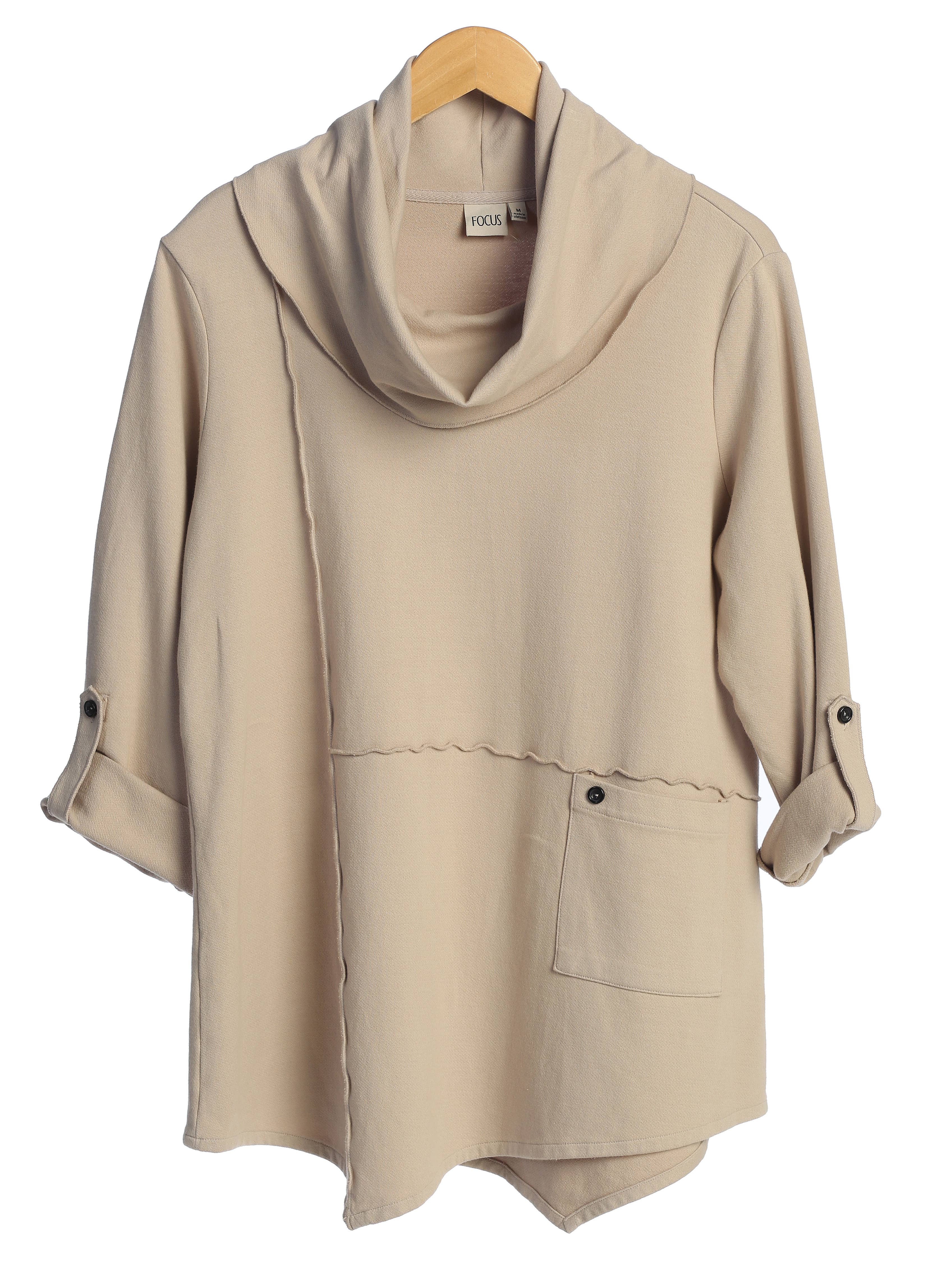 Focus Fashion – wholesale Tunika - Dam – Polokrage långärmad tunika med uppvikbara ärmar - HC2013