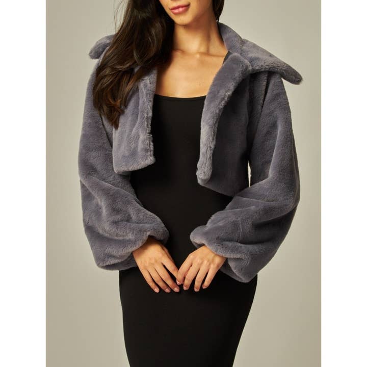 Bunny Cropped Faux Fur Coat Jacket for wholesale by Apolline