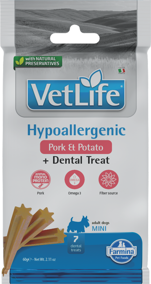 Finest Petfoods - Wholesale Pet Treats - Dog - Vet Life Treats Hypo Pork with Potato Adult Mini 60 gr.0