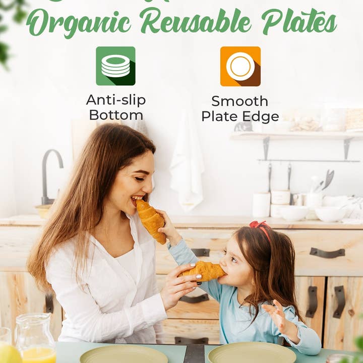 Greendish - Wholesale Dinner plate - Eco-Friendly Wheat Straw Plates Sets - Reusable & Durable 7