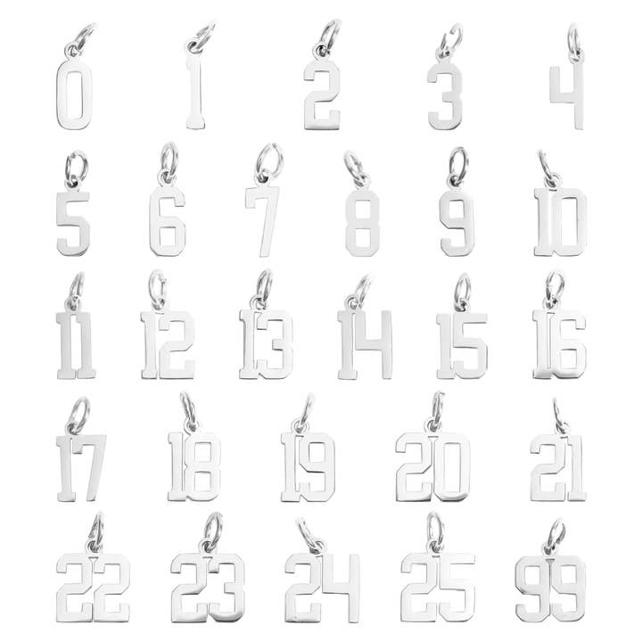 WJW - Wholesale Individual Charm/Pendant - Stainless Steel Small Sport Number Pendants