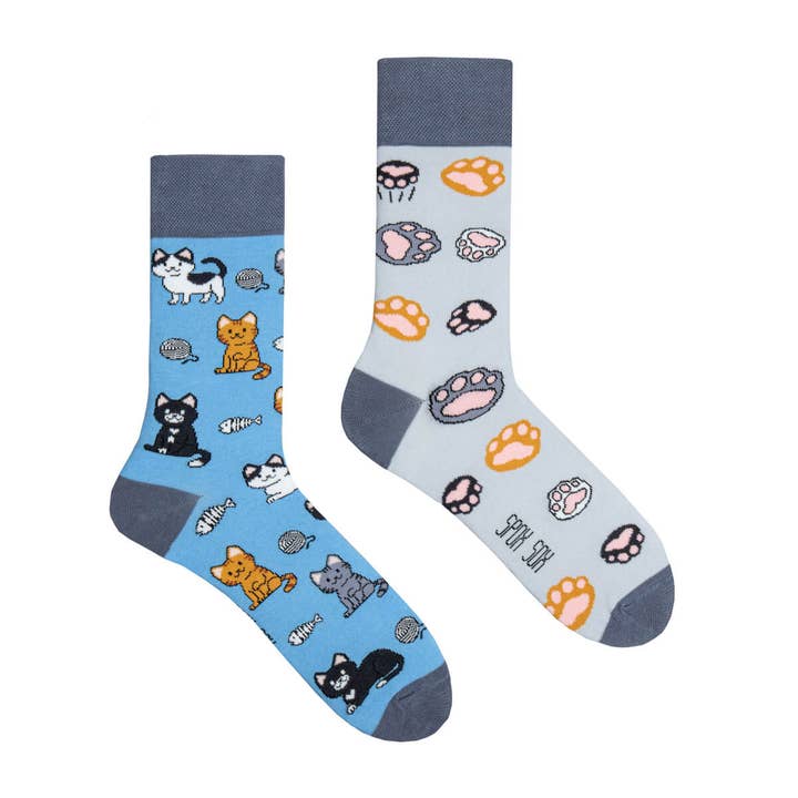 Chaussettes dépareillées colorées avec motifs chats - Spox Sox pour la vente par Spox Sox