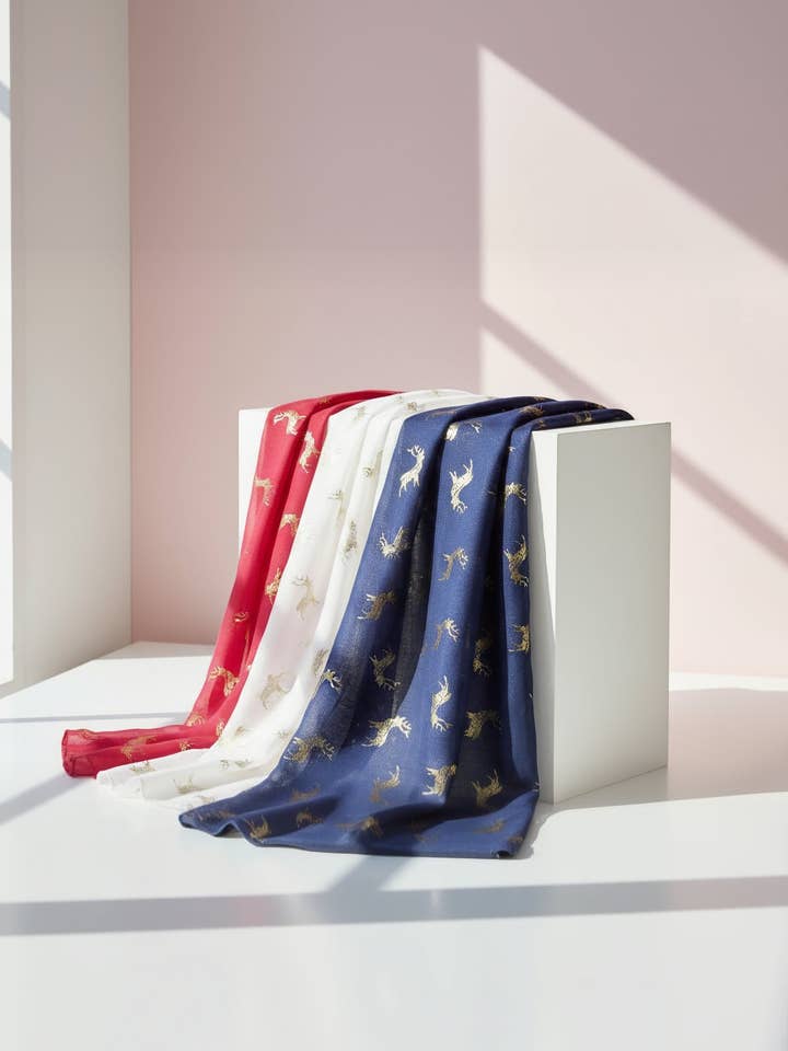 Stag Shimmer Gold Foil Scarf Pack of 12 for wholesale by Arya Jewellery Wholesale