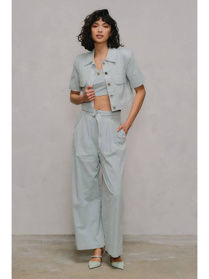 MOJITO UP0355 WIDE LEG BELTED PANTS for wholesale on Faire