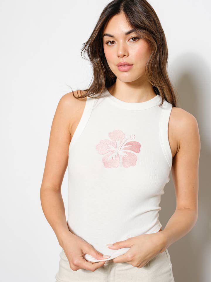 Pretty Garbage - Wholesale Tank Top - Women's - FLOWER EMBROIDERY TANK