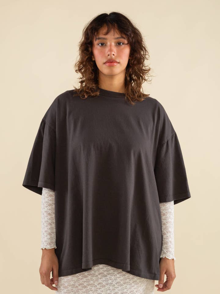 Vintage Boxy Regular Length Plaggfärgad T-shirt - Plus Size för wholesale av NLT