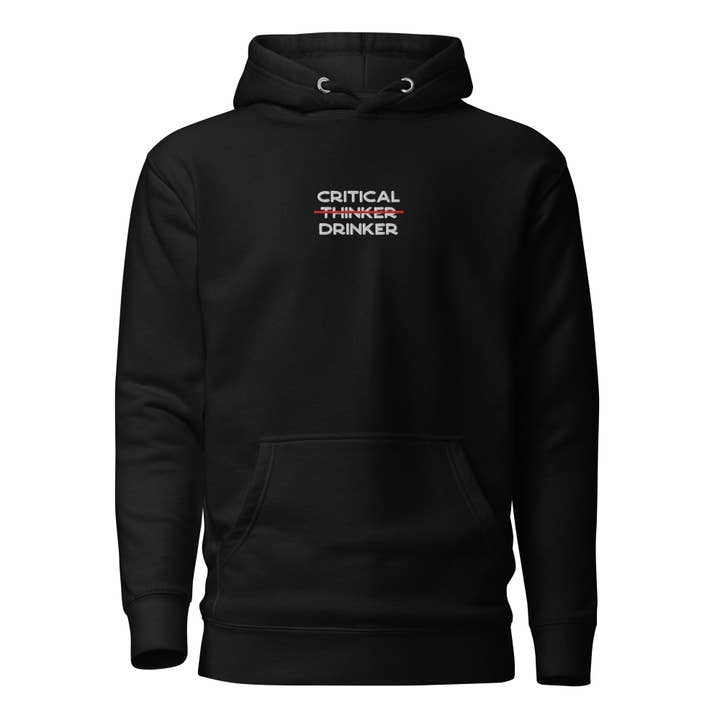 Critical Drinker - Besticktes Design - Premium Hoodie für den Großhandel von The Philosopher's Shirt