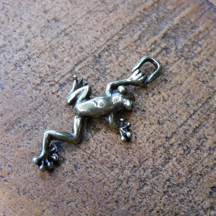 Small Brass Tree Frog Figurine or Pendant for wholesale by Superior Stones & Gifts INTL LLP