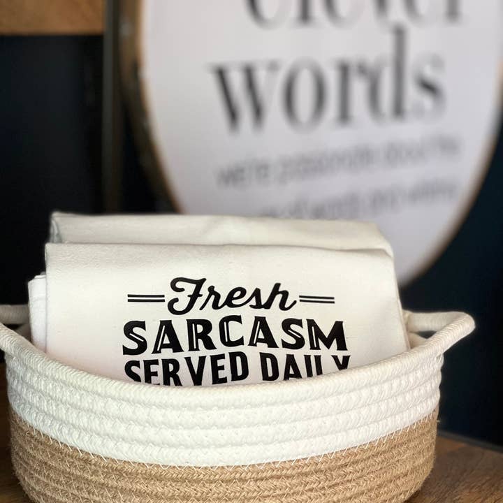 Pretty Clever Words - Wholesale Tea Towel - Being a mom is like being a chicken-fun bar kitchen towel SM4