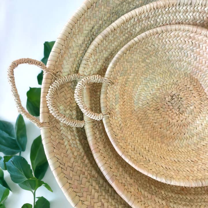 Piatto intrecciato in paglia marocchina per la vendita all'ingrosso da parte di Melecraft