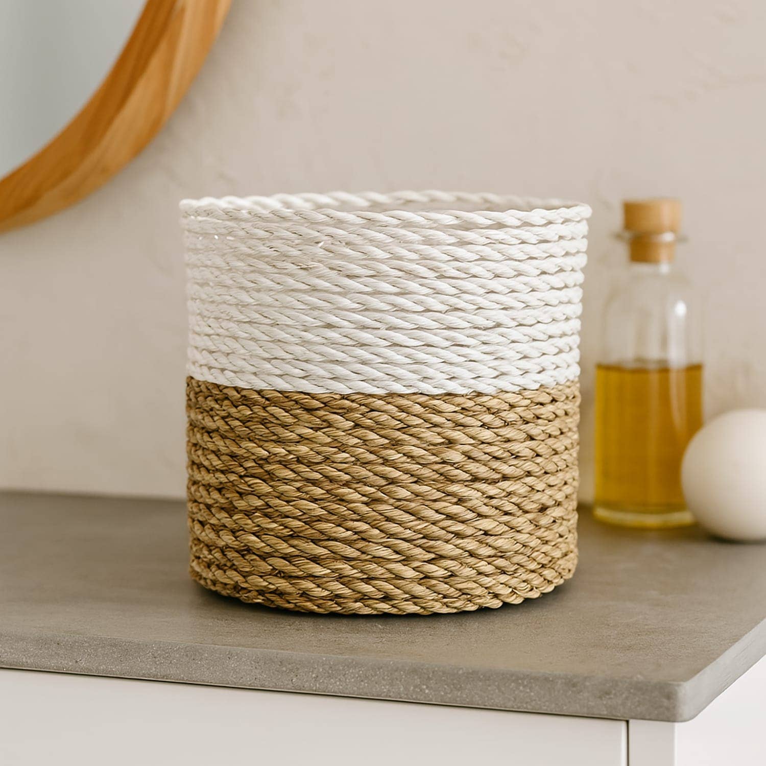 Etnico del Mondo - Venta al por mayor Cestas - Juego de 3 Cestas de Algas Tejidas a Mano con Asa #23