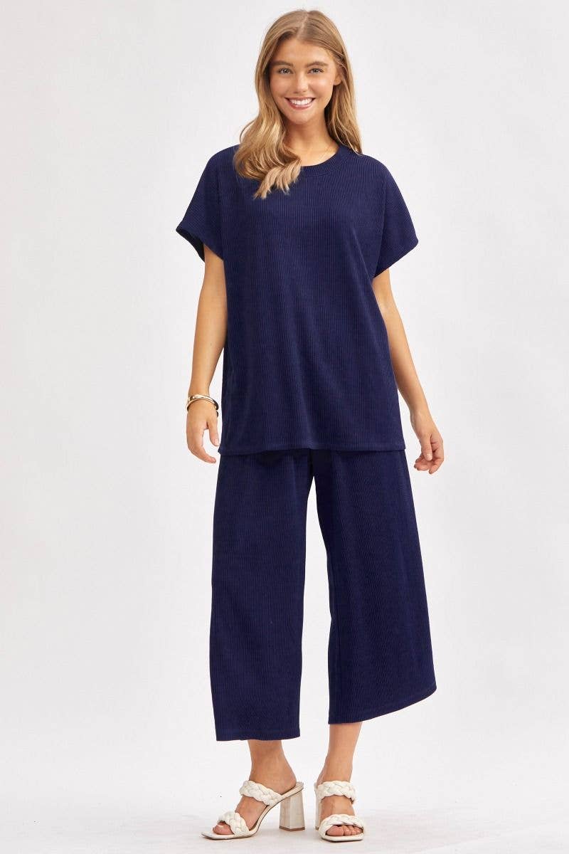 Dear Scarlett - Vendita all'ingrosso Completo top e pantaloni (NON loungewear) - Donna - Top Solido + Pantaloni a Gamba Larga TRVSET-PALMBEACH4