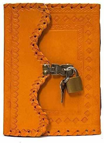 Tuzech Leather - Vente Journal intime - Journal en cuir TUZECH pour hommes et femmes, carnet en cuir pour écrire des poèmes, carnet de croquis, carnet de notes pour tenir des registres, mémoire personnel avec serrure et clé - Non ligné 7 pouces32