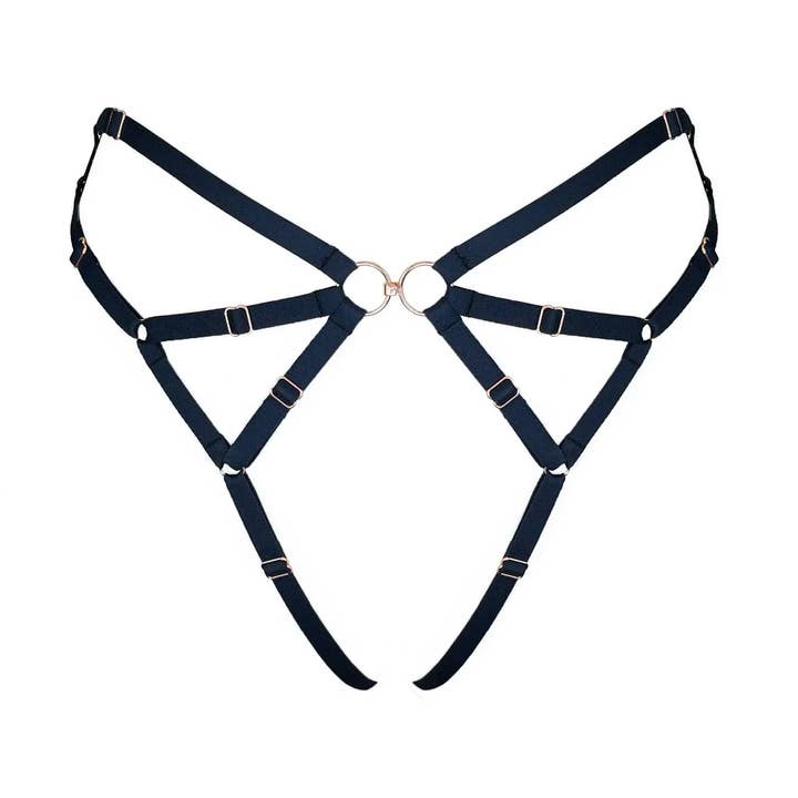 Frisson Harness Panty Black for wholesale by Monique Morin Lingerie