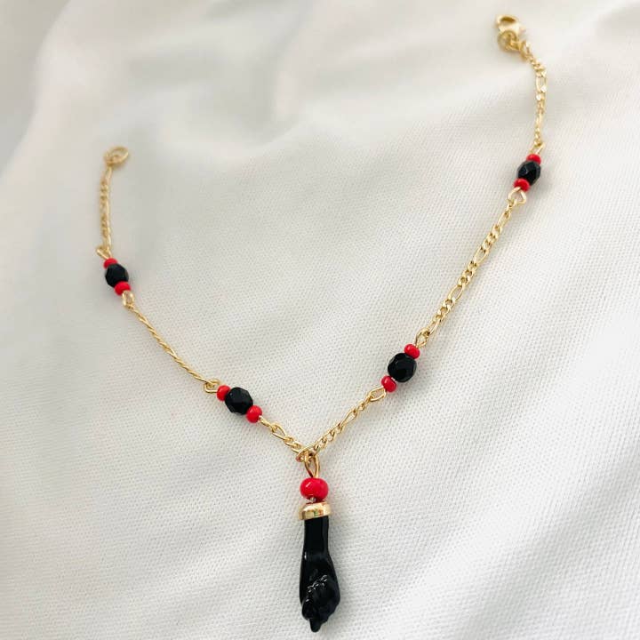 Housegoldjewelry - Wholesale Charm/Dangle Bracelet - Azabache Bracelet, Figa Hand Bracelet, Red & Black Bead Bracelet, 18K Gold Filled Bracelet, Good Luck Protection Bracelet4