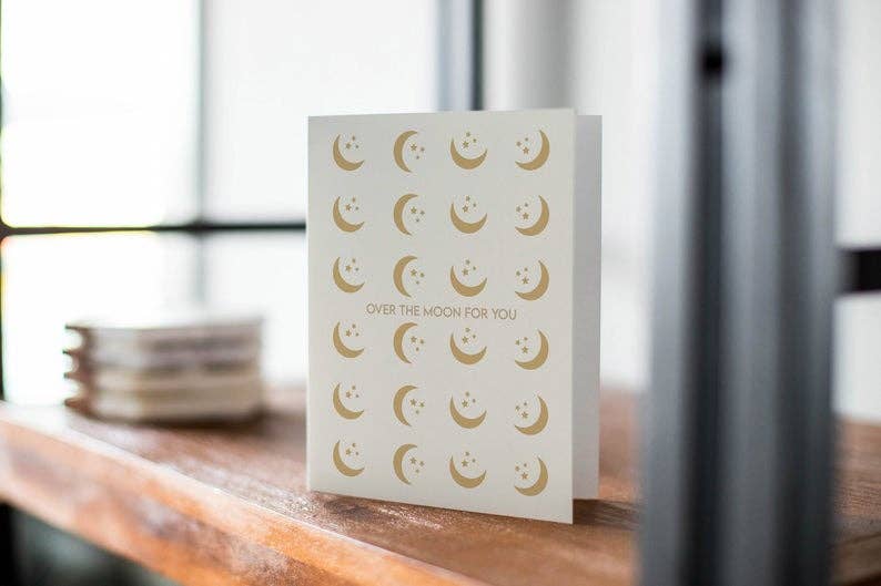 Lemon Milk Paper Co - Wholesale Love Card - Over the moon for you card1