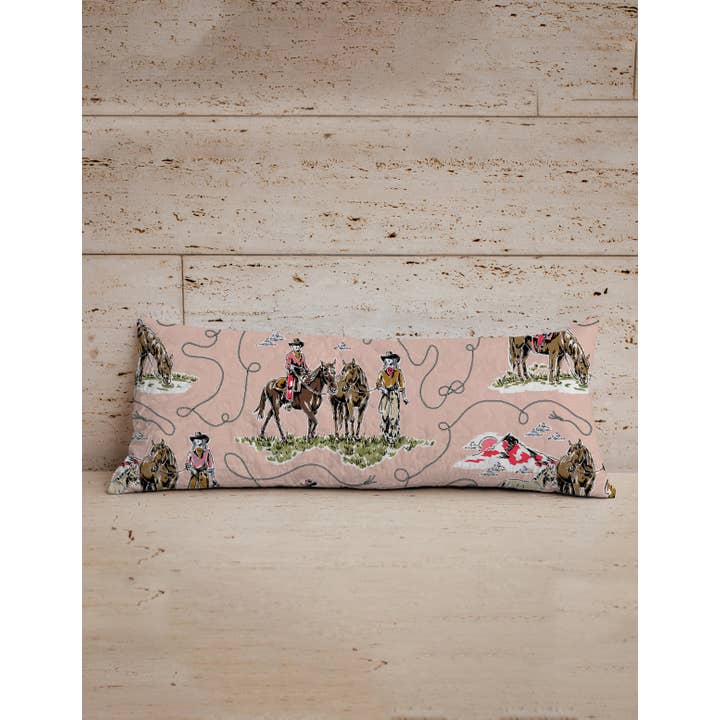 Sierra Cowgirl Rose Quilted Oblong 14" x33" Pillow for wholesale by Ida Mae Home