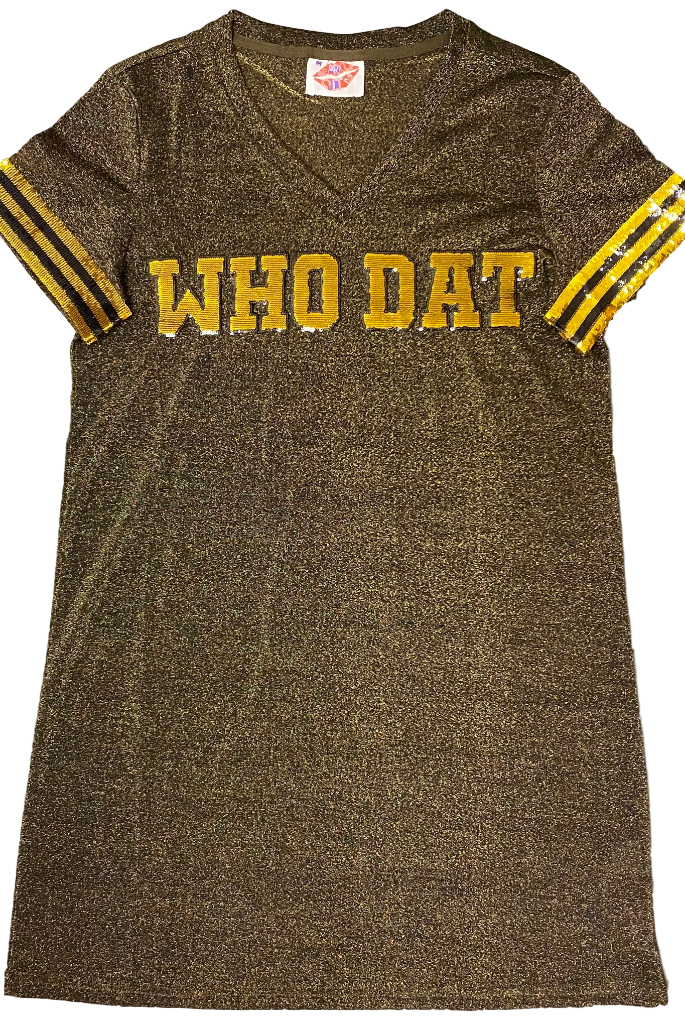 Sparkle City - Wholesale Dress - Women's - Who Dat Gold Glitter Dress0