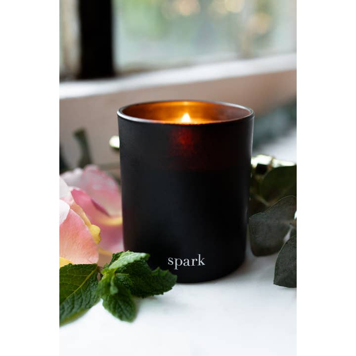 Spark Candles - Wholesale Jar/Filled Candle - Spark Candles - 10oz Matte Black Glass Soy Candle + Gift Box8