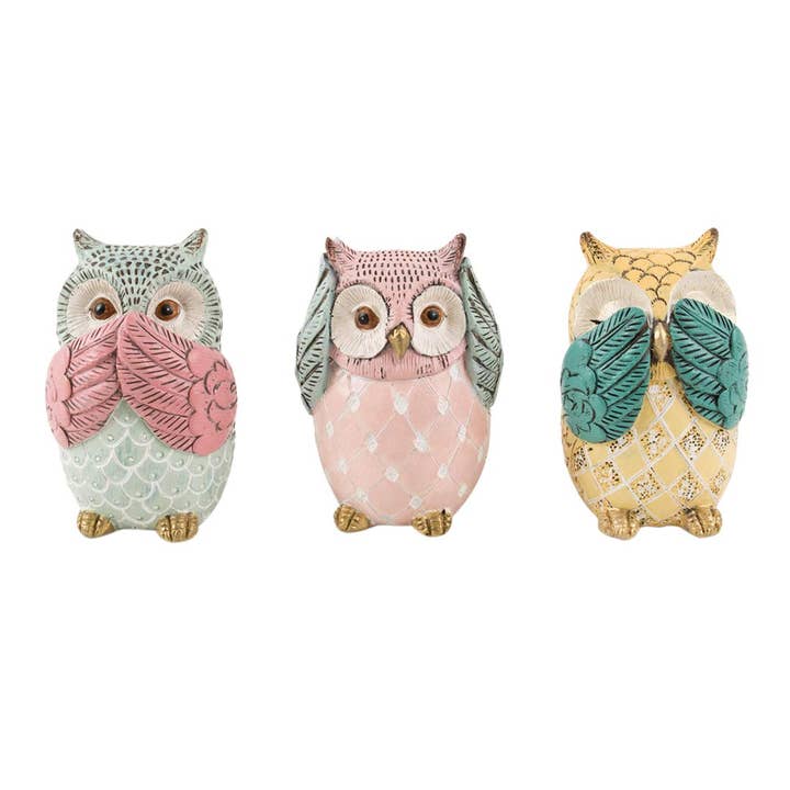 Chumbak Wise Owls Decor Set, Resin, Multicolored,Pack of 1 for wholesale by Chumbak