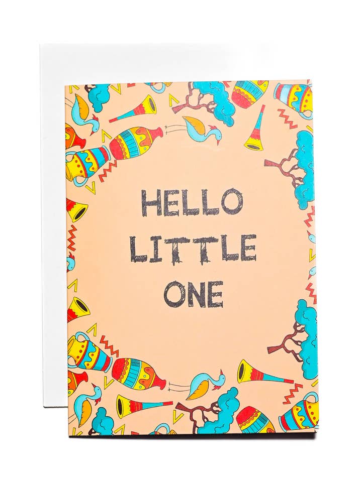 Carte de vœux Bonjour Petit - Crème pour la vente par BOSS Paper Company