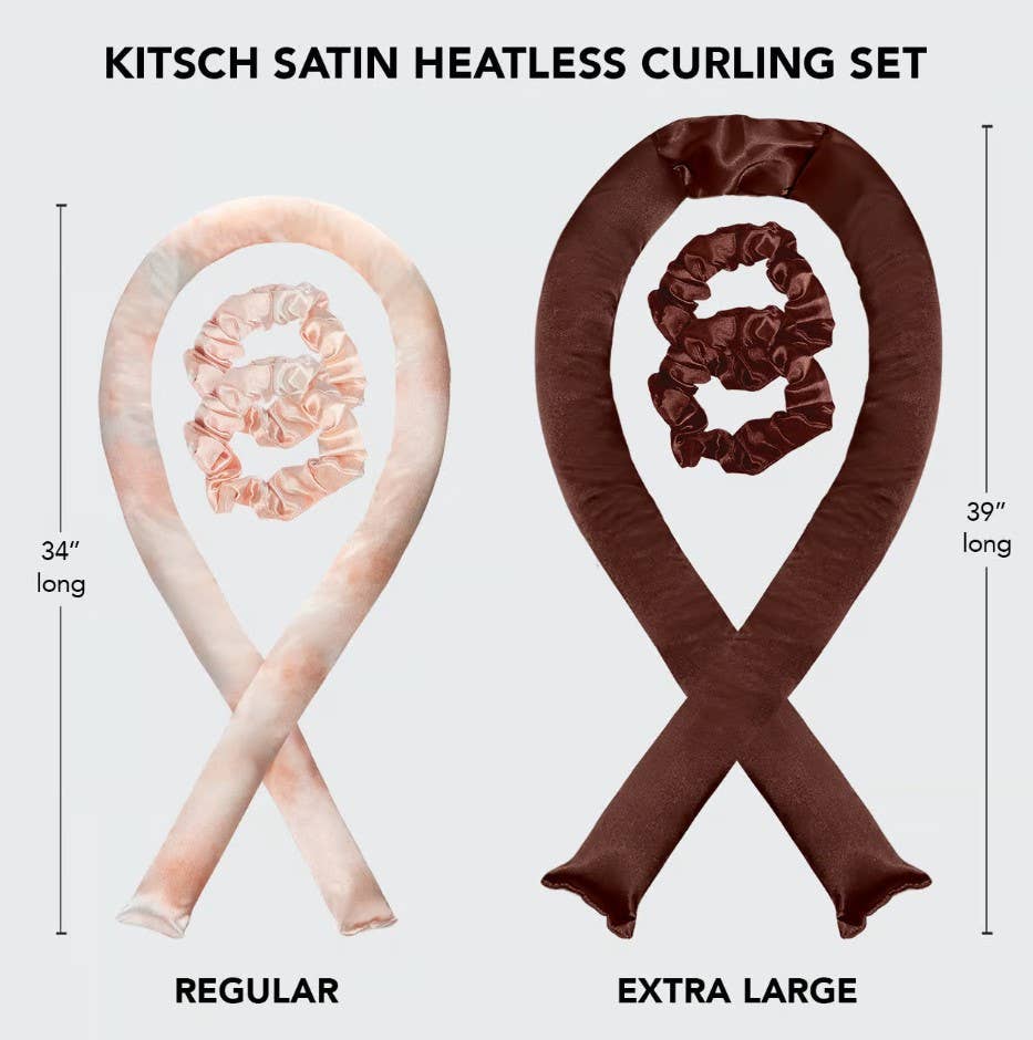 KITSCH - Vente Bigoudis - Ensemble de curling XL Satin Heatless - Chocolat2