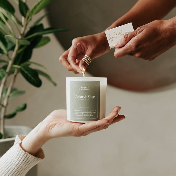 Bright Endeavors - Wholesale Jar/Filled Candle - Cedar & Sage1