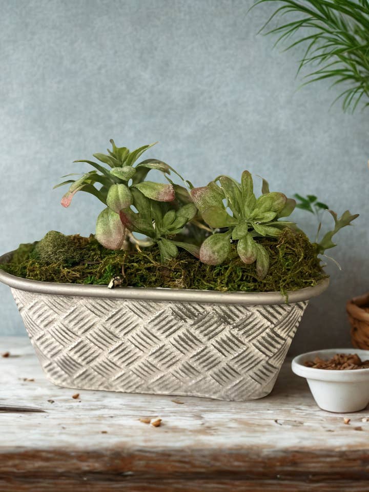 Oval Metal Planters for wholesale by Vagabond Vintage