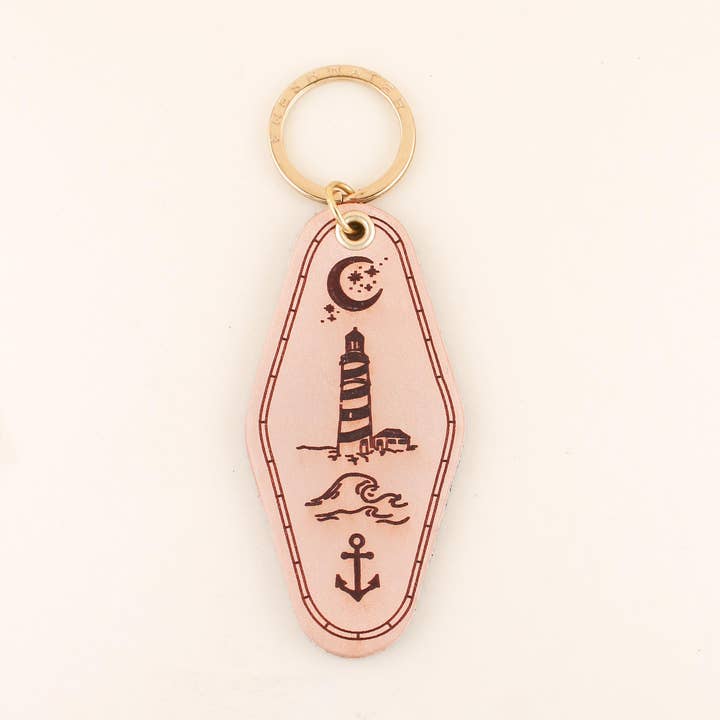 Freshwater Curated Goods - Wholesale Keychain - Unisex - Lighthouse Icons Hotel Leather Keychain0