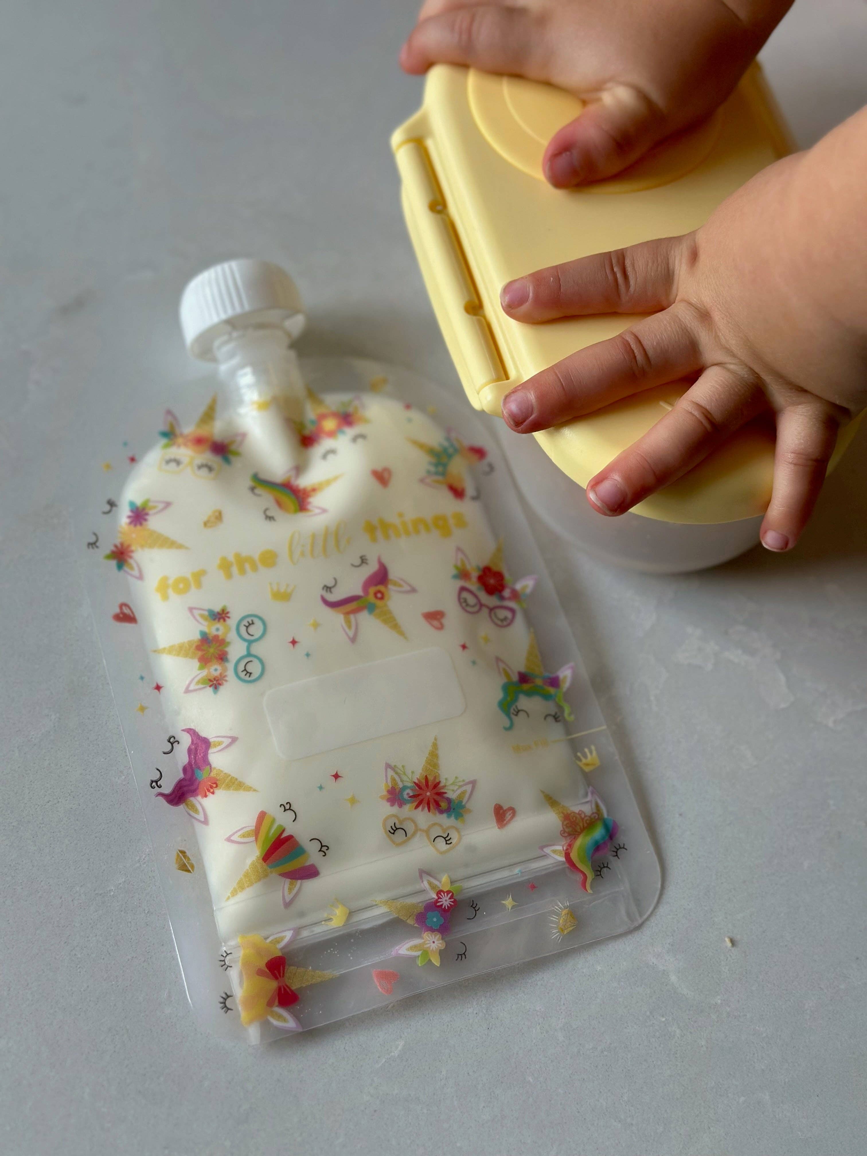 Sinchies – Engroshandel Indpakning/pose til opbevaring af mad – Sinchies 150 ml genanvendelige madposer - Rainbow Bright5