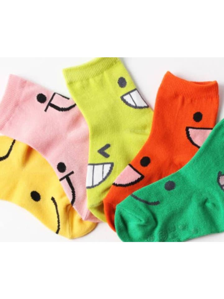 Comfortarians - Wholesale Socks - Kids & Baby - Happy Face Colorful Baby Toddler Anti Slip Walking Socks