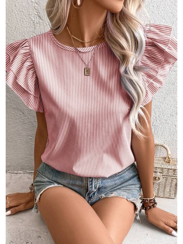 TREND SHOP – wholesale Blus - Dam – RANDIG PRINT FJÄRIL ÄRM BLUS
