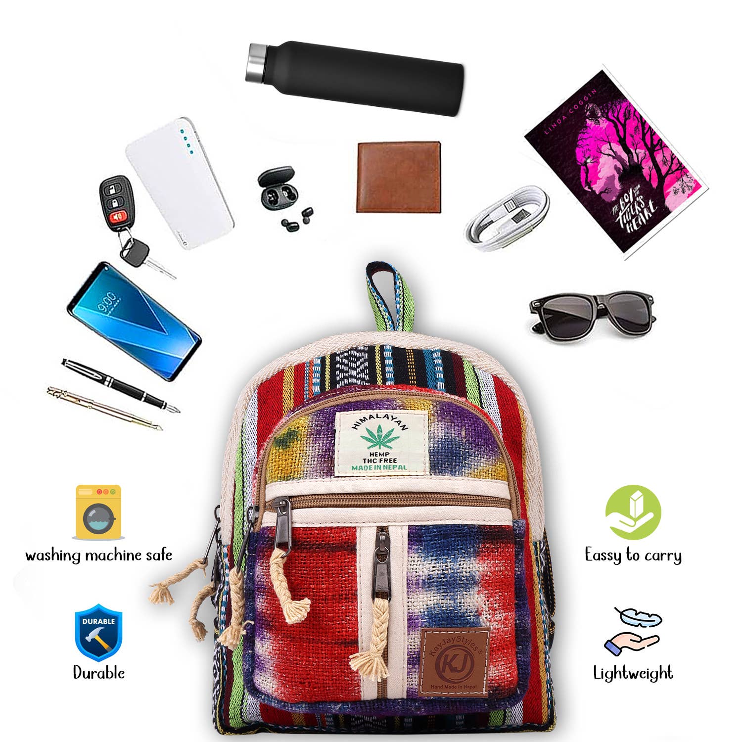 Lungta Imports - Wholesale Backpack - Women's - Handmade Lightweight Natural Hemp Himalayan Nepal Minipack10