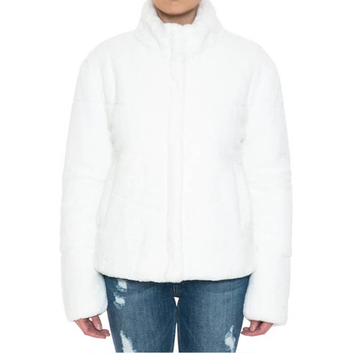 Timeless - Wholesale Jacket - Women's - Super Plush Faux Fur Chevron High Neck Jacket2