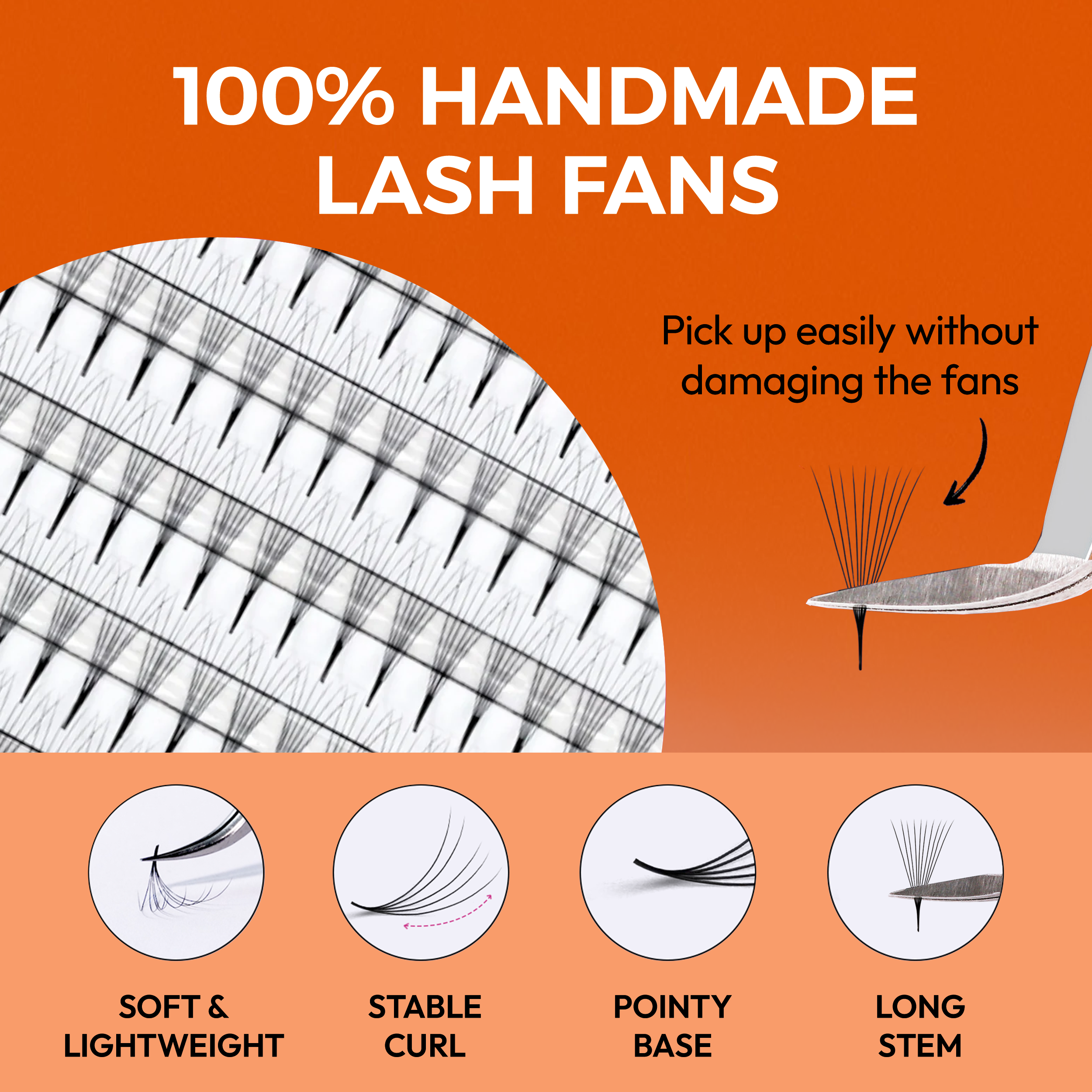 Eyesy Lash - Wholesale False/Fake Eyelashes - Narrow Fans Tray (from ¢2.3 /fan) | Mixed Length Promade Fan3