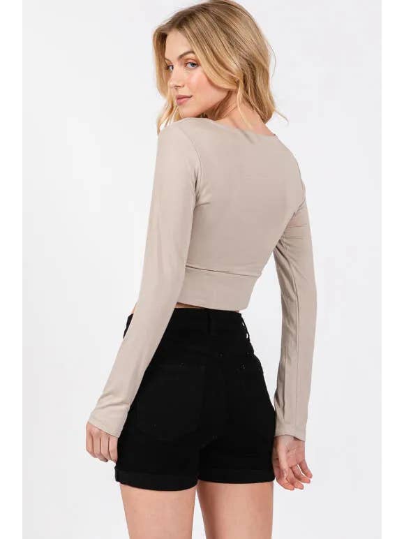 Final Touch - Venta al por mayor Jersey corto de punto - Mujer - Top Corto de Doble Capa con Escote en V - T3016212