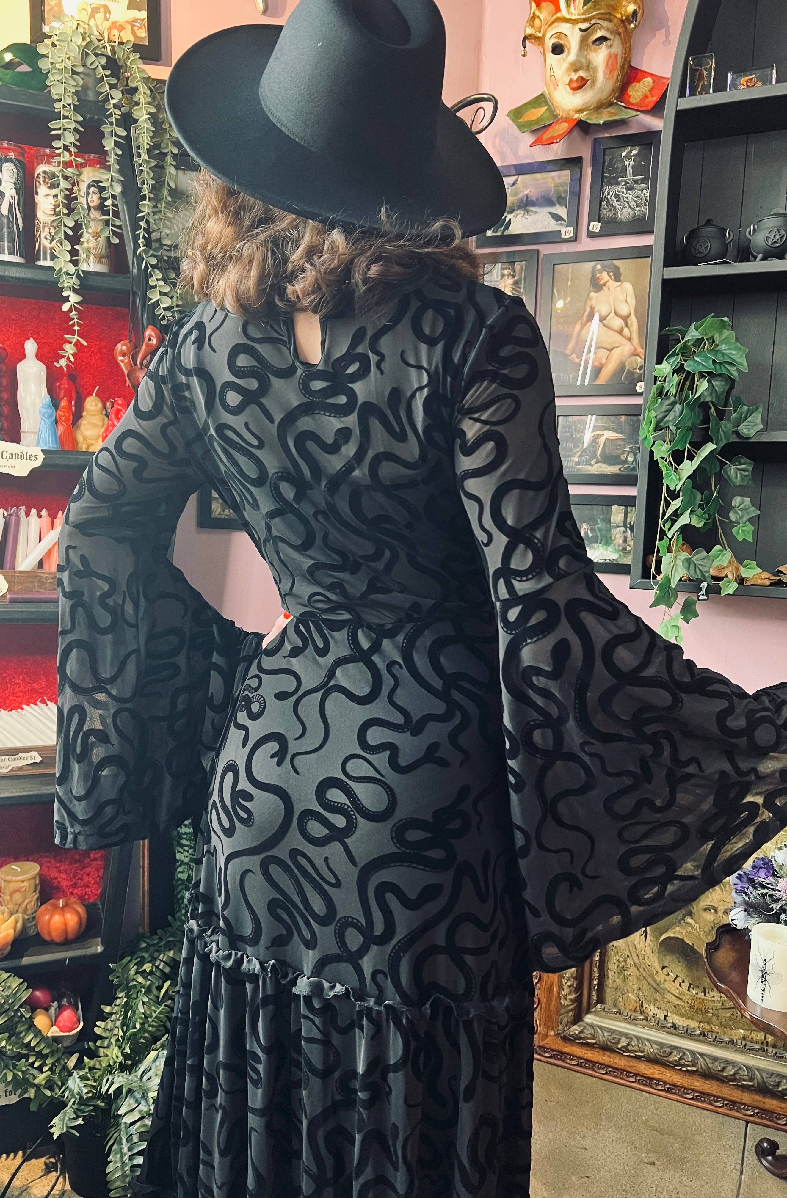 Witchwood Bags - Wholesale Dress - Women's - Sloane - Velvet Flocked Snake Maxi Dress - READY TO SHIP7