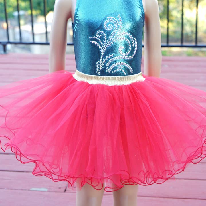 Wenchoice – wholesale Tutu – Child – Gold Elastic Red Tutu Skirt1