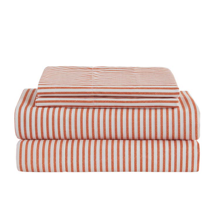 Olliix - Wholesale Bedding Set - Stripe Modern Comforter Set with Bed Sheets, Coral/Grey12
