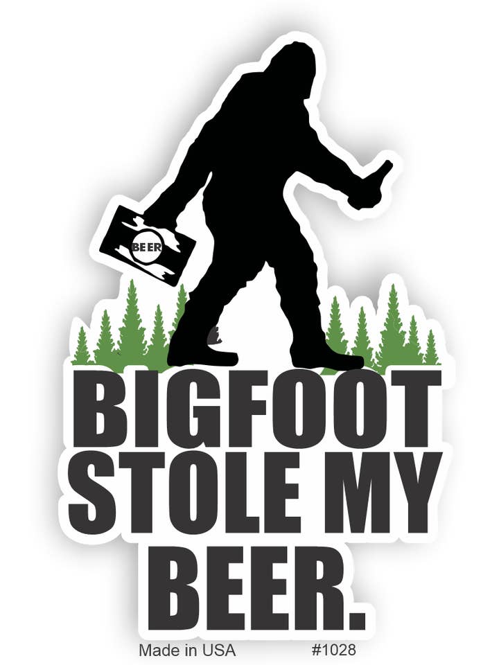 Autocollant Bigfoot Stole My Beer pour la vente par Big monkey