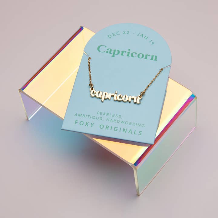 Zodiac Capricorn Script Necklace | Horoscope Accessories for wholesale by Foxy Originals