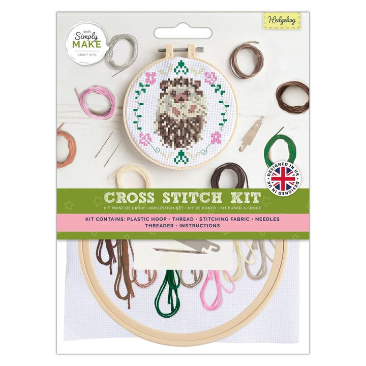 West Design Products - Wholesale Embroidery/Cross Stitch Supplies - Simply Make Cross Stitch Kit - Hedgehog
