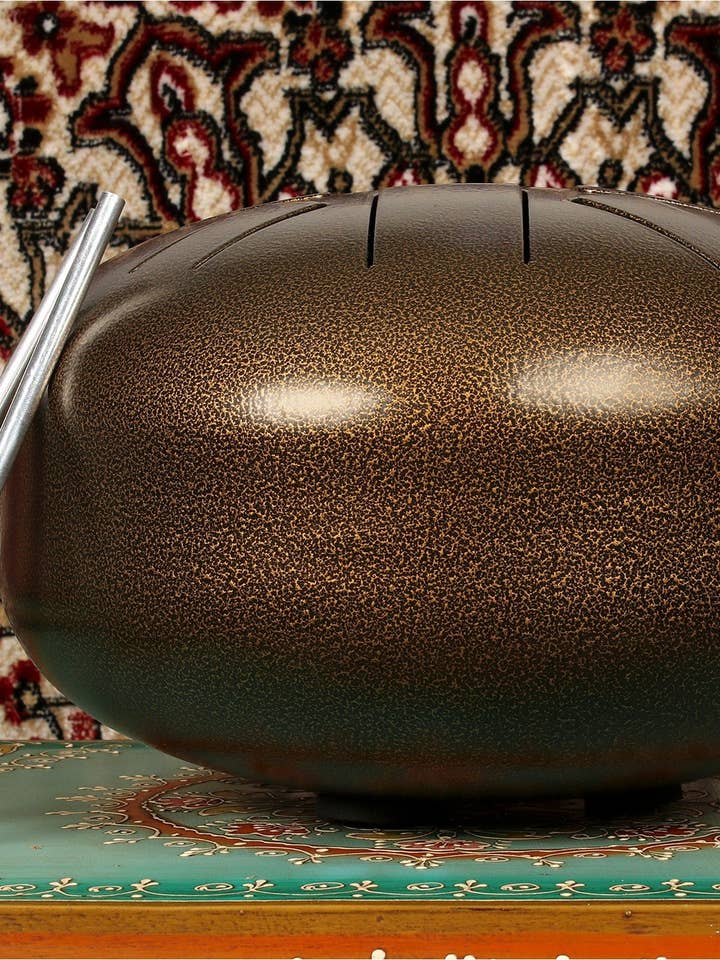 Tambor de lengüetas Hapi melódico magnífico de 25 cm en latón para venta al por mayor de Exotic India Art