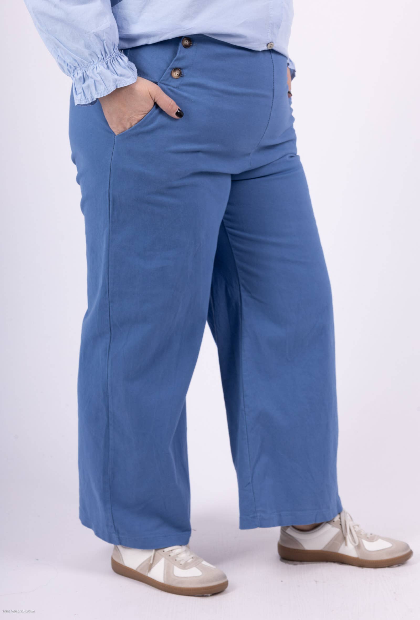 Pépouz' Paris - Wholesale Pants - Women's - PLUS SIZE Pants 97% cotton with buttons PPN2509GT17