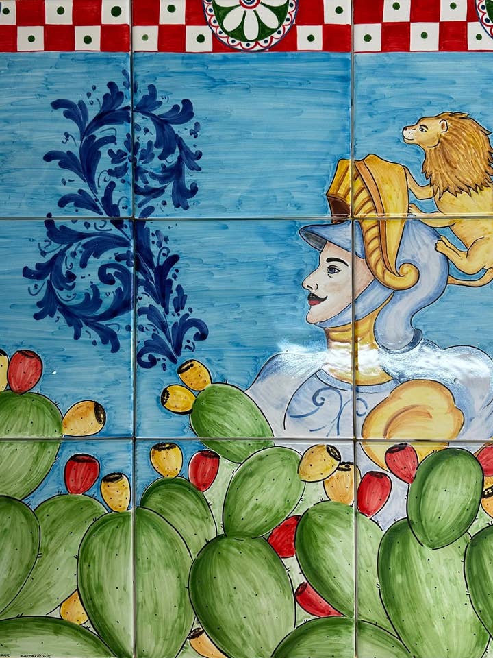 Paladino Ceramica Caltagirone Mosaic Panel cm 60x60 Hand-decorated tiles for wholesale by DD Ceramiche Siciliane