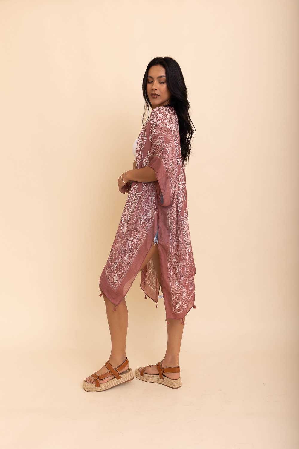 Leto Accessories - Wholesale Kimono - Women's - Versatile Kimono Cardigan with Tassels - Festival Ready 🎡1