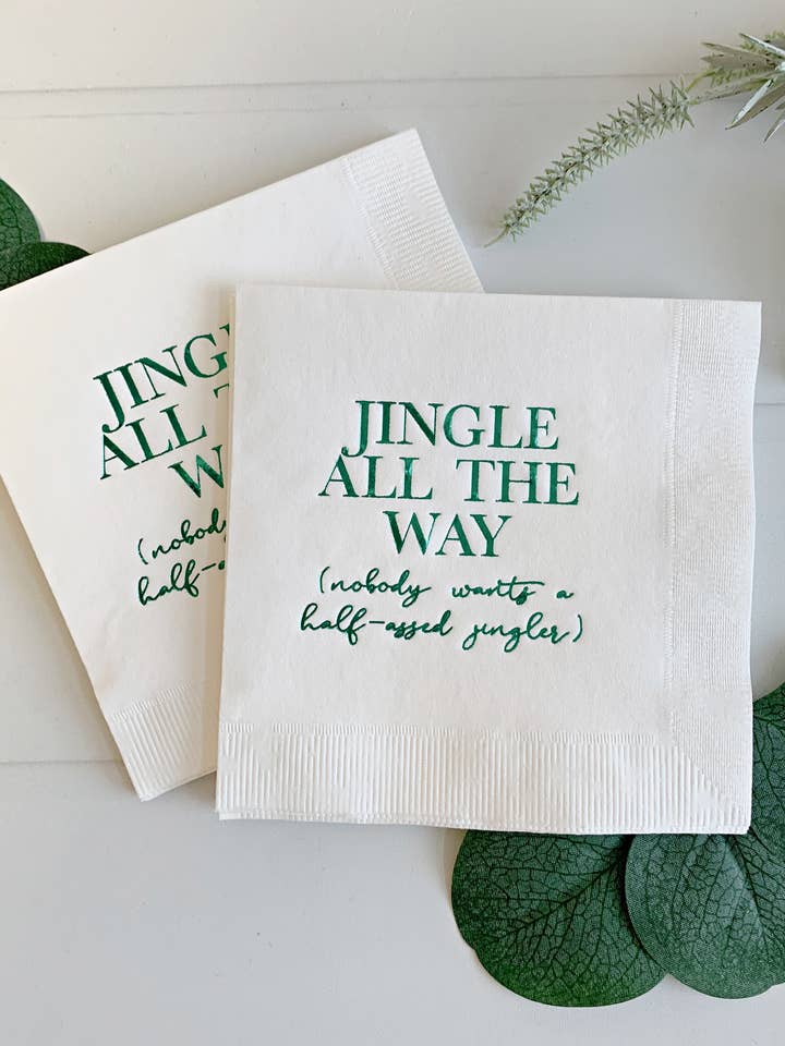 Jingle All the Way Cocktail Napkins - Green for wholesale by EnFete, LLC