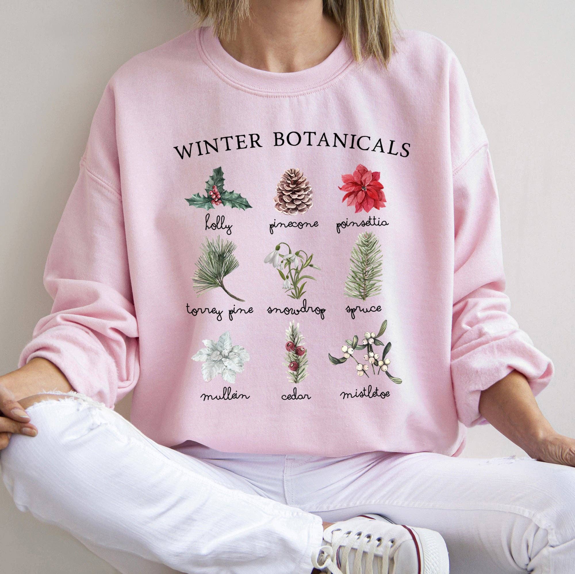 Refinery Number One LLC – wholesale Sweatshirt med tryck - Dam – Vinterbotanik, järnek, julstjärna jultröja2