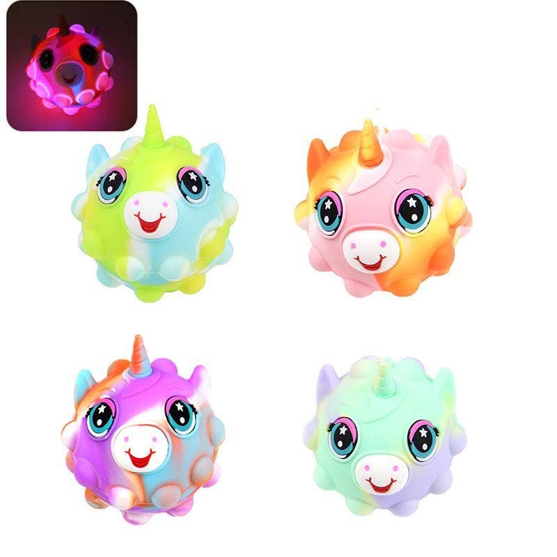 KiddieKickz – wholesale Fidget Toy - Barn – Ny 3D-glödande Fidget-leksak Stressbeständig enhörningsboll9