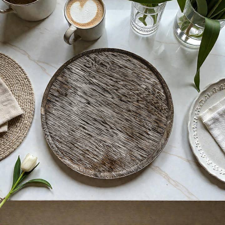 Gia Roma - Wholesale Decoratief dienblad - Ronde houten standaard en sierbord voor tafeldecoratie43